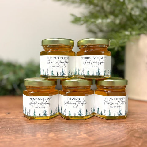 Pines Wedding Bridal Shower Favors - 2 oz Clover Honey - Set of 10