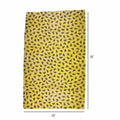 Yellow fabric with black pattern and measurements on a white background