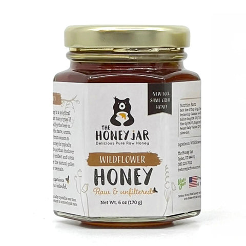 Jar of Wildflower Honey from The Honey Jar on a white background