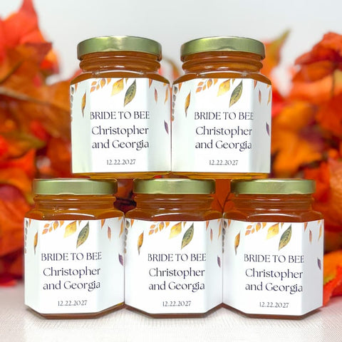 Autumn Leaves Wedding Bridal Shower Favors - 6 oz Clover Honey - Set of 12