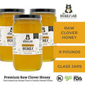 Jars of honey with 'The Honey Jar' branding on a white background