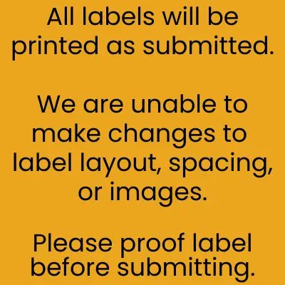 Yellow background with black text warning about label layout and spacing limitations.