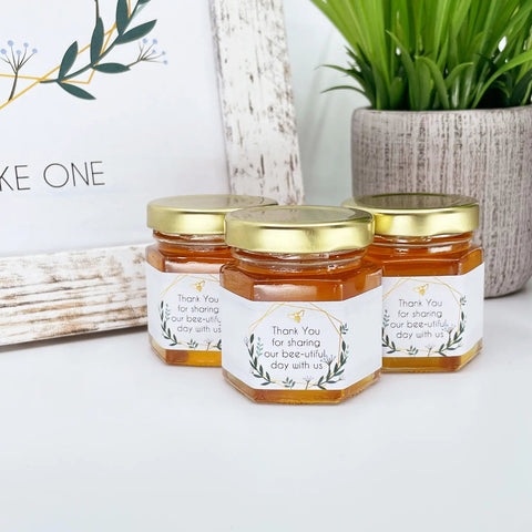 Non - personalized Geometric - Our Bee - utiful Day Wedding Party Shower Favors - Set of 10 - The Honey Jar - 