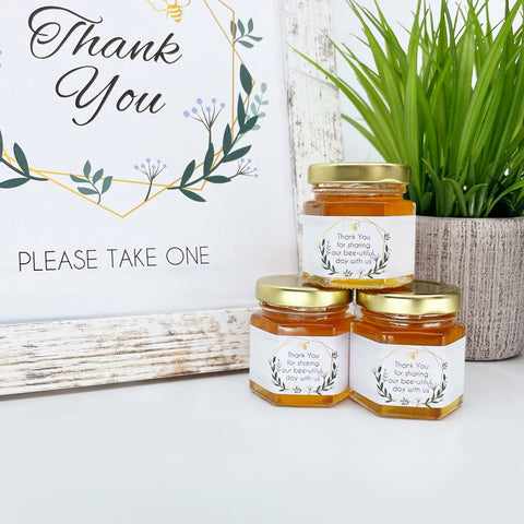 Non - personalized Geometric - Our Bee - utiful Day Wedding Party Shower Favors - Set of 10 - The Honey Jar - 