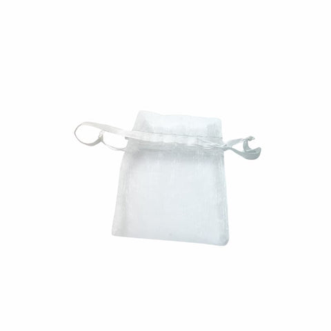 White drawstring bag on a white background