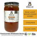 Jar of honey with 'The Honey Jar' label on a white background