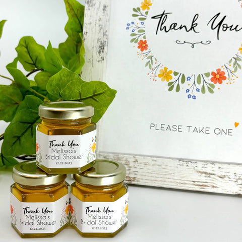Wildflower Theme - Thank You Party Shower Favors - 2 oz Clover Honey - Set of 10