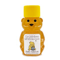 Honey bear bottle with personalized label on a white background