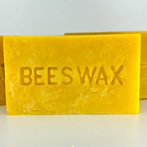 Closeup of yellow unfiltered beeswax block 