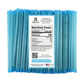 Pack of blue honey sticks with a nutrition label on a white background