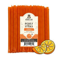 Pack of orange honey sticks with a visible brand label on a white background