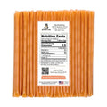 Pack of honey sticks with a nutrition facts label on a white background
