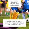 Honey sticks on a sports field with text about being a healthy snack for athletes.