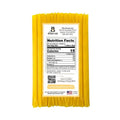 Yellow honey sticks with a nutrition facts label on a white background
