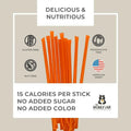 Orange honey sticks with health benefits and branding on a beige background