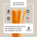 Honey sticks with health benefits and branding on a beige background