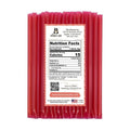 Red honey sticks packaging with a nutrition facts label on a white background